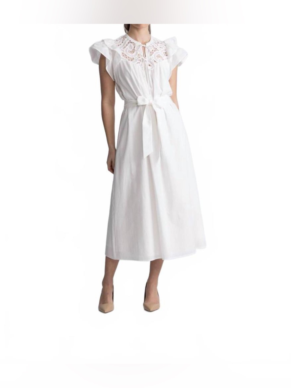 Suncoo Paris White Cedra Blanc Dress, Size T2/Medium